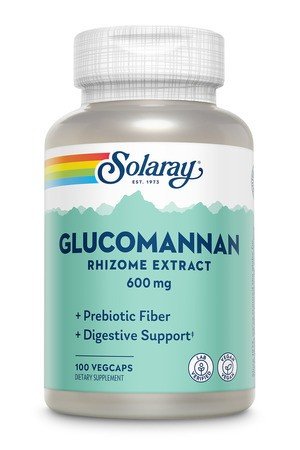 Glucomannan | Solaray | 600 milligrams Glucomannan Rhizome Extract | Prebiotic Fiber | Digestive Support | Vegan | Dietary Supplement | 100 Capsules | 100 VegCaps | VitaminLife
