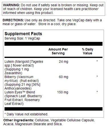 Solaray Advanced Lutein Eyes 24mg 60 VegCaps