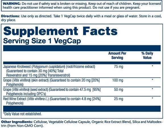 Solaray Resveratrol 75 mg 60 ct VegCap