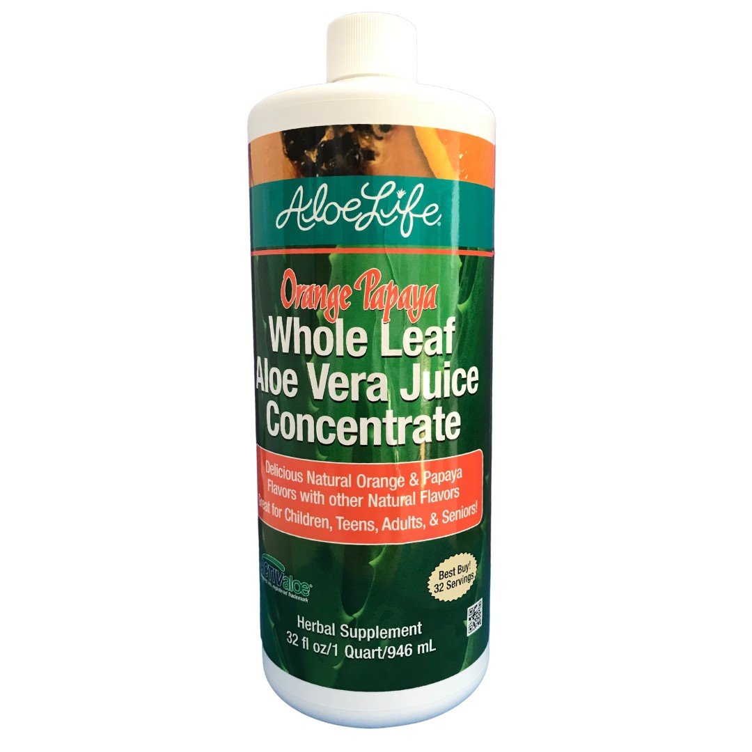 Aloe Life Whole Leaf Aloe Vera Juice Concentrate-Orange/Papaya 32 oz Liquid