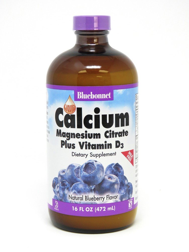 Bluebonnet Liquid Calcium Magnesium Citrate Plus Vitamin D3 Blueberry 16 oz Liquid