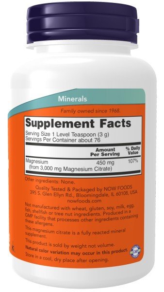 Now Foods Magnesium Citrate Powder 8 oz Powder