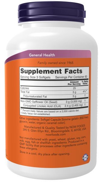 Now Foods CLA 1000 Mg (800mg of CLA) 180 Softgel