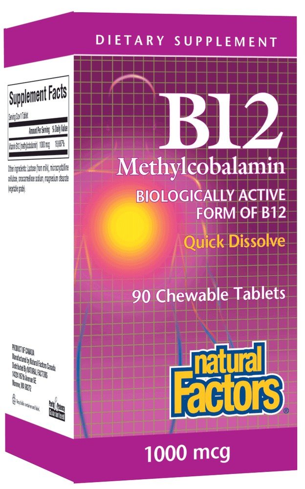 Natural Factors B-12 Methylcobalamin 1000mcg Sublingual 90 Tablet