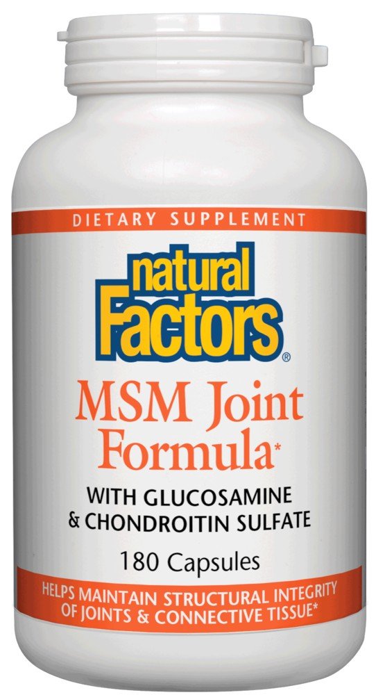 Natural Factors MSM Joint Formula 300mg Glucosamine Sulfate, 300mg MSM, 240mg Chondroitin 180 Capsule