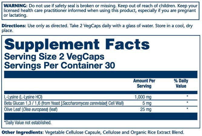 Solaray Lysine with Beta Glucan 60 Capsule