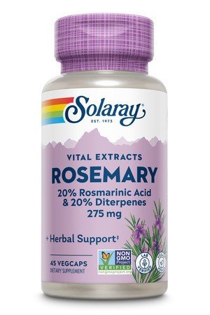 Rosemary | Solaray Vital Extracts | 20% Rosmarinic Acid | 20% Diterpenes | Herbal Support | NonGMO | Vegan | Dietary Supplements | 45 VegCaps | Capsules | VitaminLife