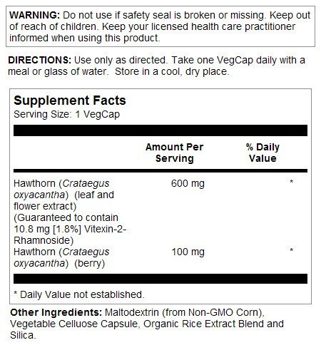 Solaray Hawthorn Aerial Extract 600mg 30 VegCaps