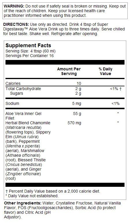 Solaray Super Digestaway Aloe Vera Drink 32 oz Liquid