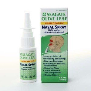 Olive Leaf Nasal Spray | Seagate Vitamins | Active Ingredient: Baptisia Tinctoria | Relief From Difficulty Breathing | Mucus Blockage | Mucus Membrane Swelling | Runny Nose | Sinus Pressure | Congestion | Blocked Nose | Homeopathic | 1 fluid ounce Spray | 30 milliliters | VitaminLife