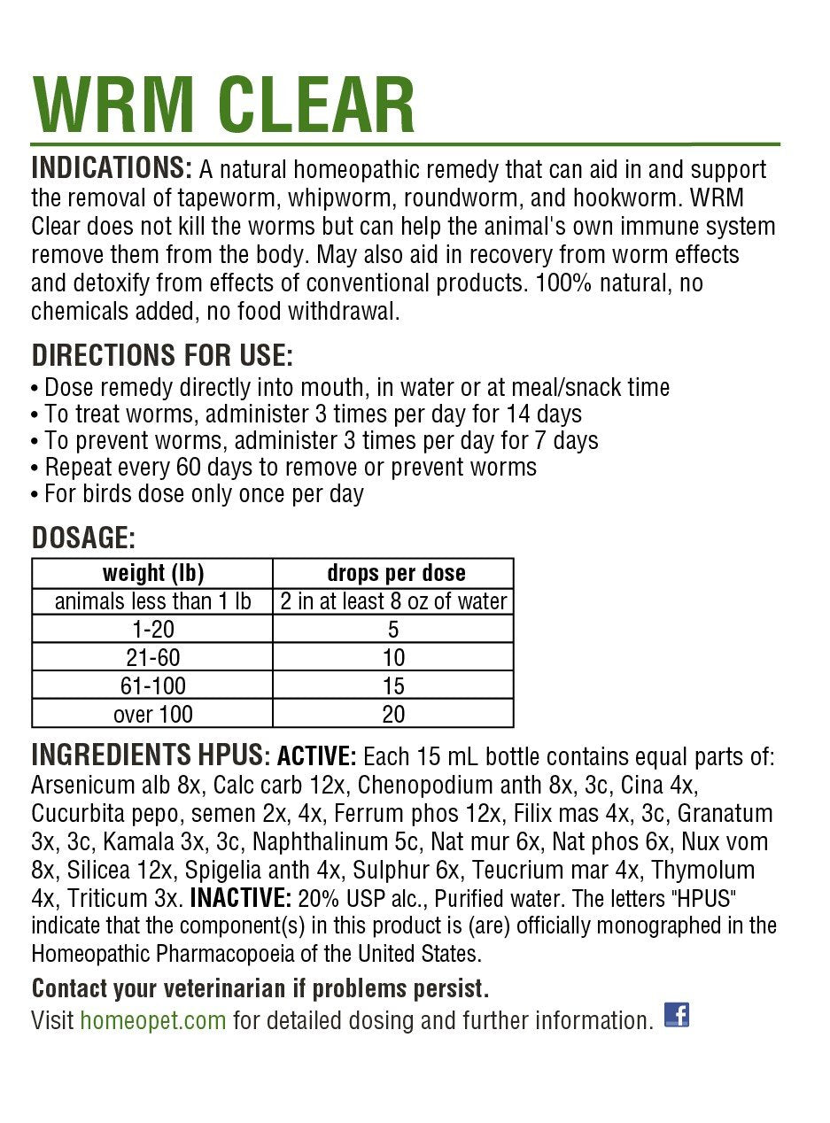 Homeopet Worm Clear 15 ml Liquid