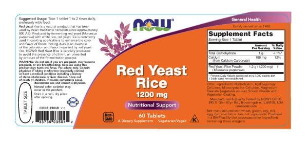 Now Foods Red Yeast Rice Extract 1200mg 60 Tablet