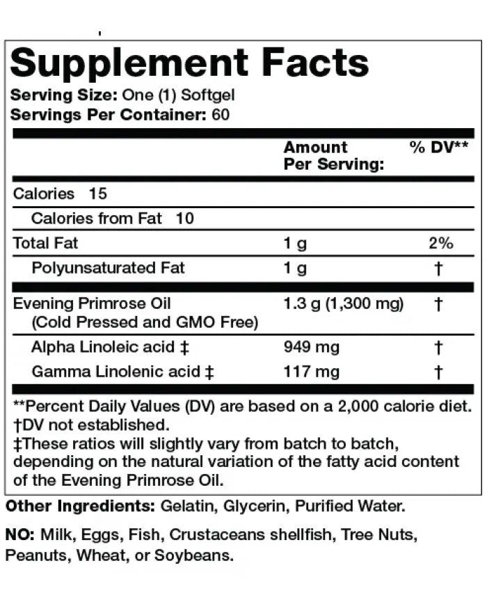 Olympian Labs Evening Primrose Oil 1300mg 60 Softgel