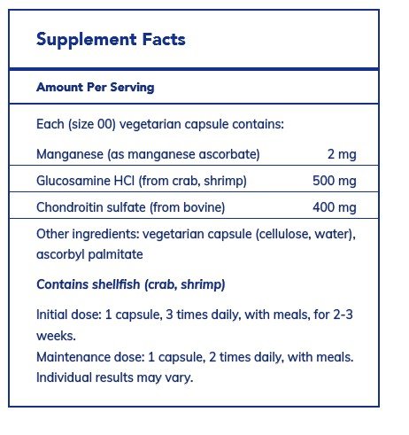 Pure Encapsulations Glucosamine + Chondroitin with Manganese 120 Vegcap