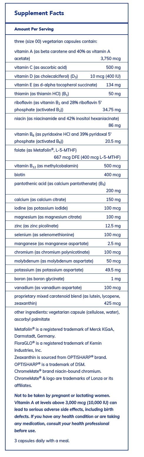 Pure Encapsulations Nutrient 950 without Copper &amp; Iron 180 Vegcap