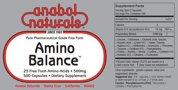 Anabol Naturals Amino Balance 500mg 500 Capsule