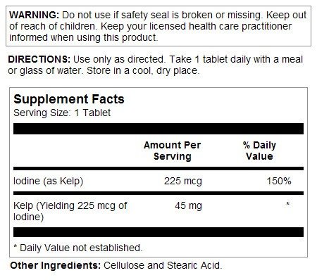 Kal Kelp Iodine (Supplies 225mcg Iodine) 250 Tablet