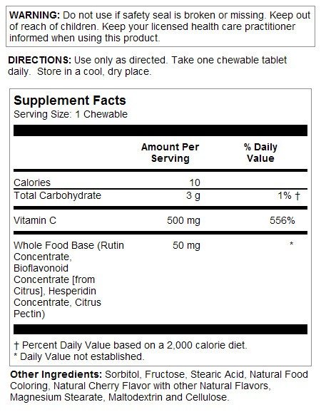 Solaray Vitamin C Chewable Cherry 100 Chewables