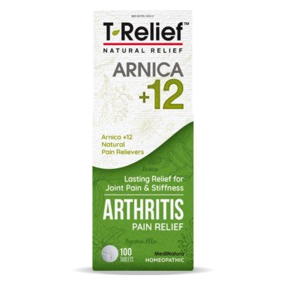 Arnica +12 | T-Relief | Arthritis Pain Relief | Natural Pain Reliever | Joint Pain Relief | Joint Stiffness Relief | Homeopathic | 100 Tablets | VitaminLife