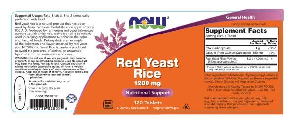 Now Foods Red Yeast Rice Extract 1200 mg 120 Tablet