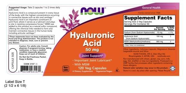 Now Foods Hyaluronic Acid with Lignisul MSM 120 VegCap