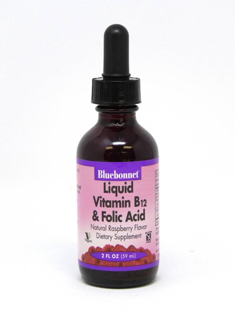 Bluebonnet Vitamin B-12 & Folic Acid Raspberry 2 oz Liquid