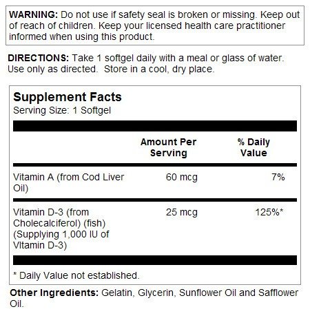 Kal D-3 25 mcg (1000 IU) 100 Softgel