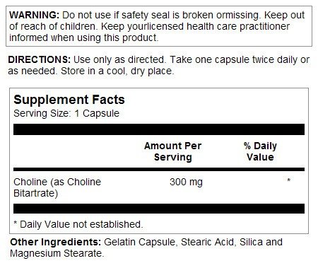 Solaray Timed-Release Choline 300 mg 100 Capsule