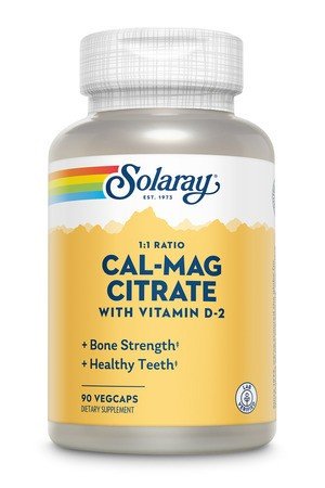 Solaray Calcium &amp; Magnesium Citrate, with Vitamin D-2, 1:1 Ratio 90 VegCap