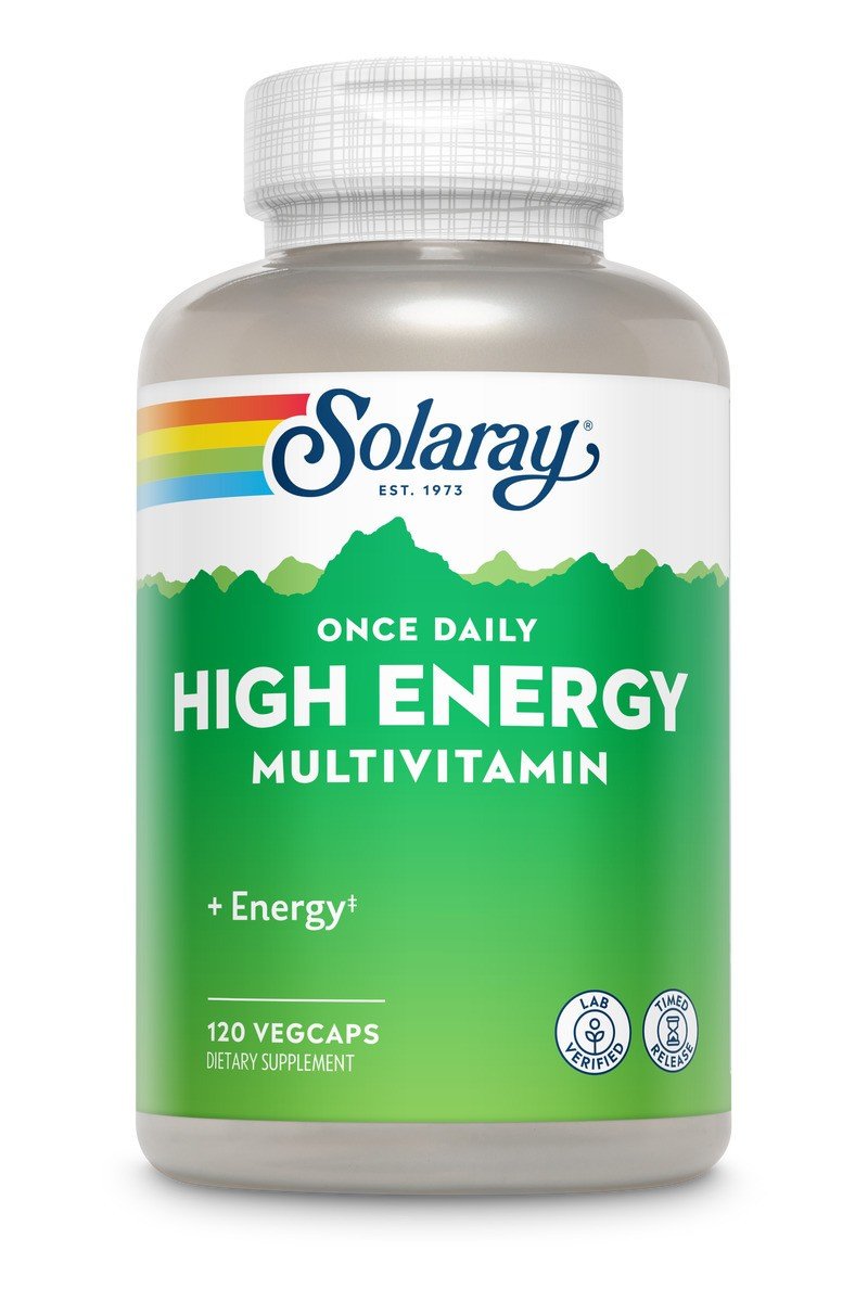 High Energy Multivitamin | Solaray | Energy | Once Daily | Timed Release | Two-Stage | Dietary Supplement | 120 VegCaps | 120 Vegetable Capsules | VitaminLife