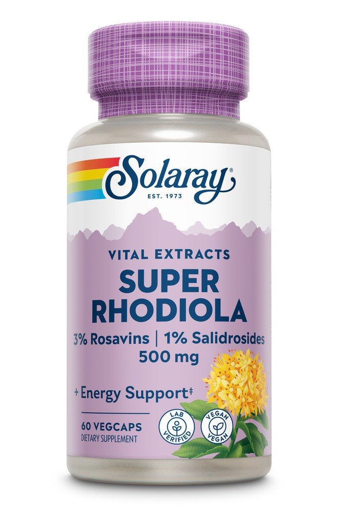 Super Rhodiola | Solaray Vital Extracts | Energy Support | 3% Rosavins | 1% Salidrosides | Vegan | Dietary Supplement | 60 VegCaps | Capsules | VitaminLife
