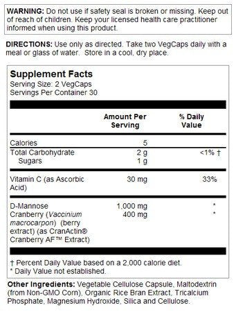 Solaray D-Mannose with CranActin 60 VegCap