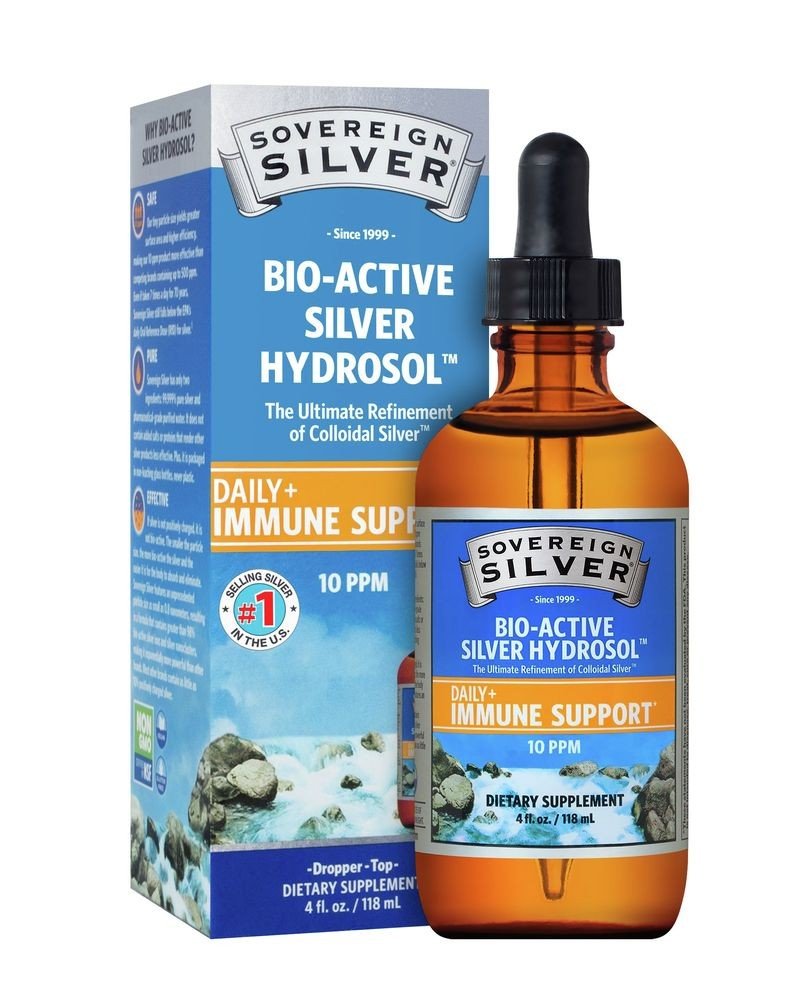 Sovereign Silver Natural Immunogenics Sovereign Silver-Bio-Active Silver Hydrosol-Daily Immune Support 4 oz Dropper