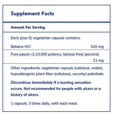 Pure Encapsulations Betaine HCL Pepsin 250 VegCap