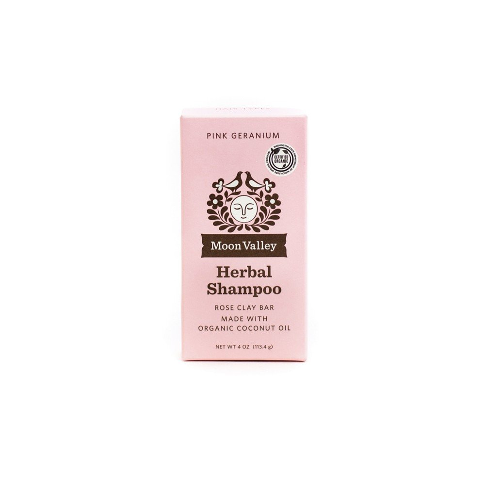 Moon Valley Organics Herbal Shampoo Bar Pink Geranium 4 oz Bar
