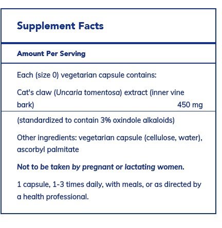 Pure Encapsulations Cat&#39;s Claw 180 Vegcap