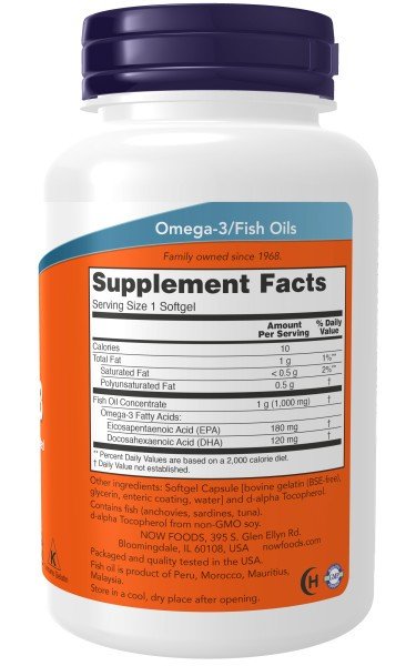 Now Foods Molec-Distilled Omega-3 180 Softgel