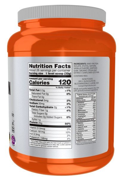 Now Foods Whey Protein Isolate Vanilla 1.8 lbs Powder