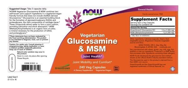 Now Foods Vegetarian Glucosamine and MSM 240 VegCap