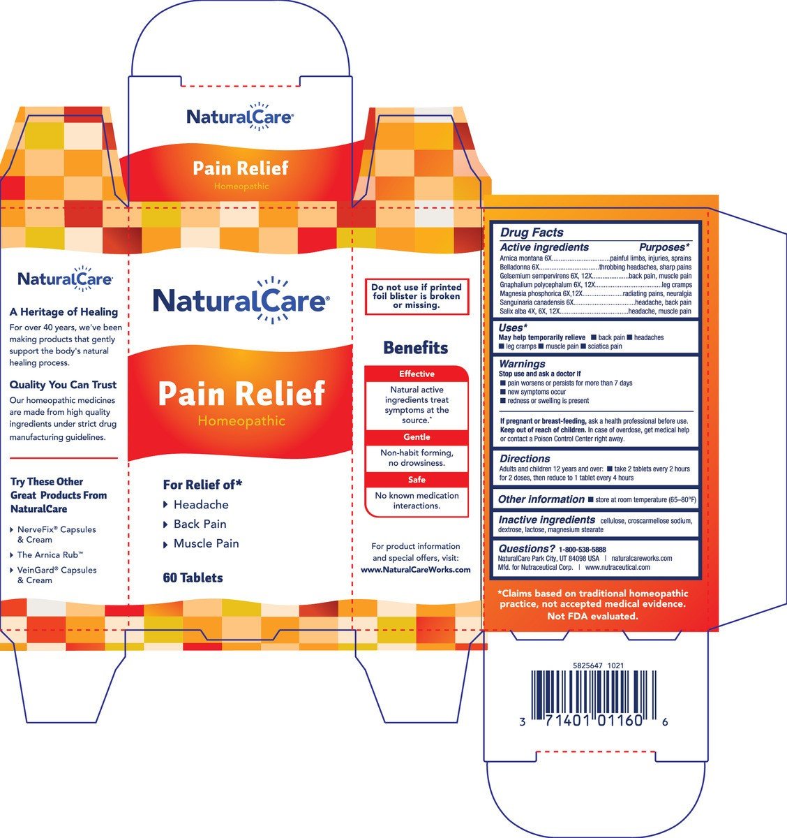 NaturalCare Pain Relief 60 Tablet