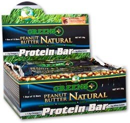 Greens Plus Greens + High Protein Peanut Butter Natural Box 12 Bars Box