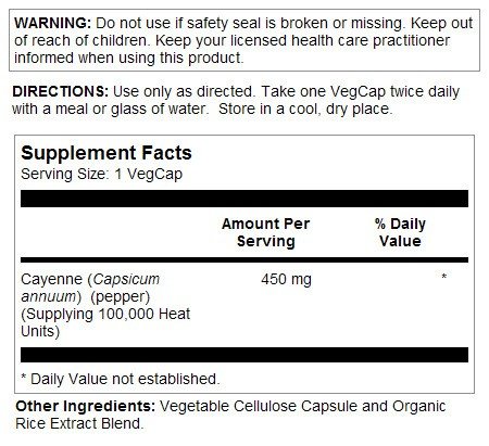 Solaray Cayenne 450mg 100 Capsule