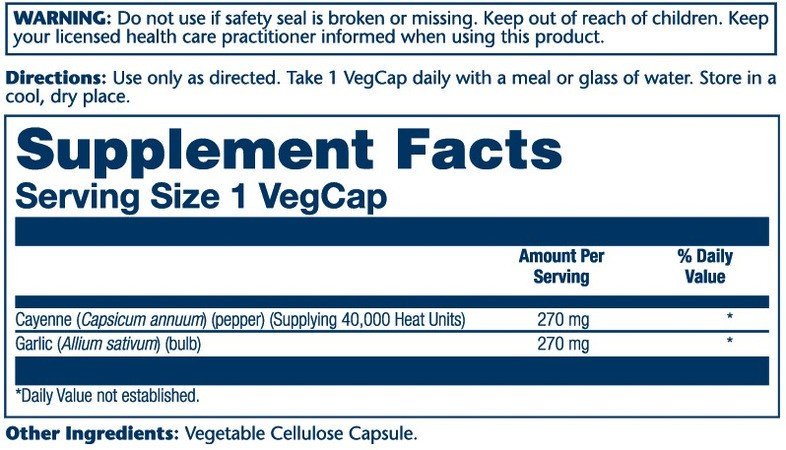 Solaray Cayenne Garlic 540mg 100 VegCap