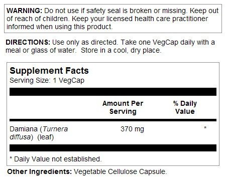 Solaray Damiana Leaves 370mg 100 VegCap