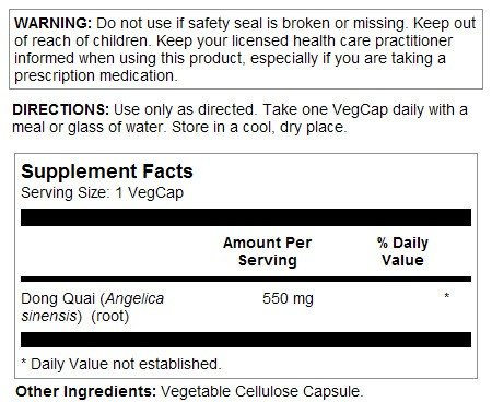 Solaray Dong Quai 550mg 100 Capsule