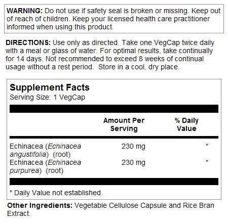 Solaray Echinacea Purpurea &amp; Angustifolia 460mg 100 VegCaps