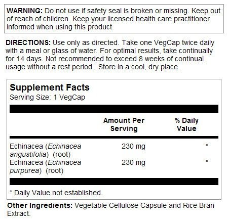 Solaray Echinacea Purpurea &amp; Angustifolia 460mg 180 VegCaps