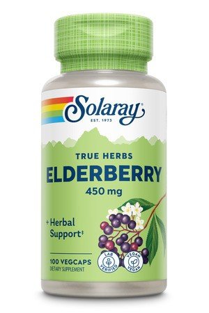 350 milligrams Elderberry Berry | 100 milligrams Elderberry Flower | Solaray True Herbs | Antioxidants | Flavonoids | Herbal Support | Vegan | Dietary Supplement | 100 Capsules | 100 VegCaps | VitaminLife