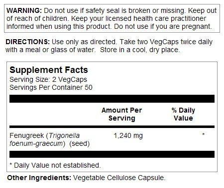 Solaray Fenugreek Seeds 620mg 100 Capsule