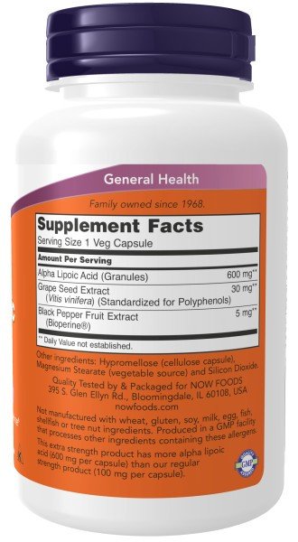 Now Foods Alpha Lipoic Acid 600 mg 120 VegCap